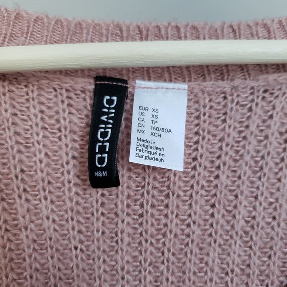 Divided x H&M Pink Crossover Sweater XS - Picture 2 of 5